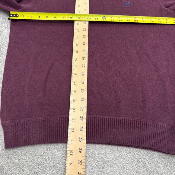 American Eagle Outfitters Pullover Sweater Mens Medium Burgundy Cotton V-Neck - Picture 10 of 13